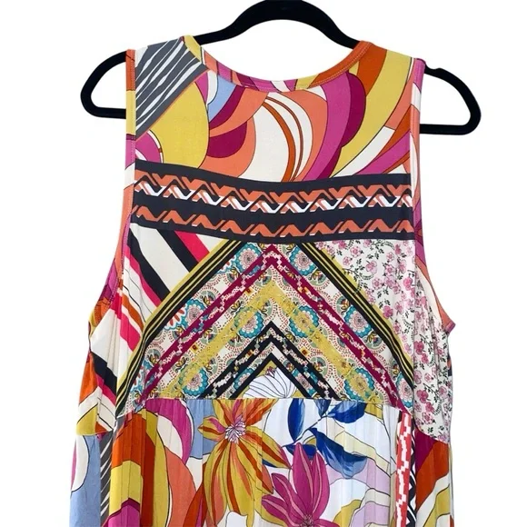 Johnny Was Rachel May Easy Fit Tank Dress XL Mixed Print Patchwork Midi Length - Picture 9 of 16
